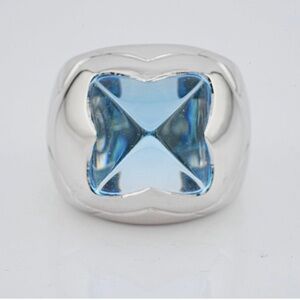 Bulgari 18k WG pyramid Ring with blue topaz from Italian royal estate auction.